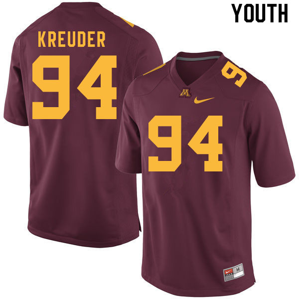 Youth #94 Melle Kreuder Minnesota Golden Gophers College Football Jerseys Sale-Maroon